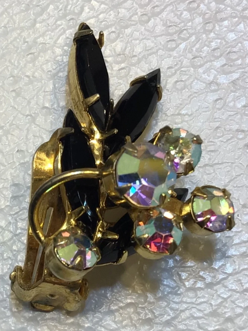 Juliana D&E Black Glass AB Crystals JULIANA Cluster Clip-on Earrings
